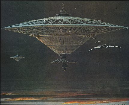 Ralph McQuarrie production painting of a basestar